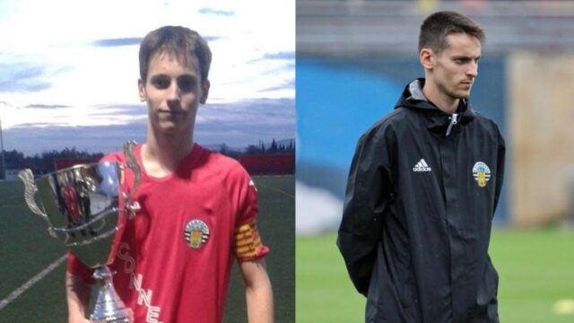 Imatges del jugador i entrenador del Club de Futbol Amposta (Hans Esteban Sancho, via Instagram)