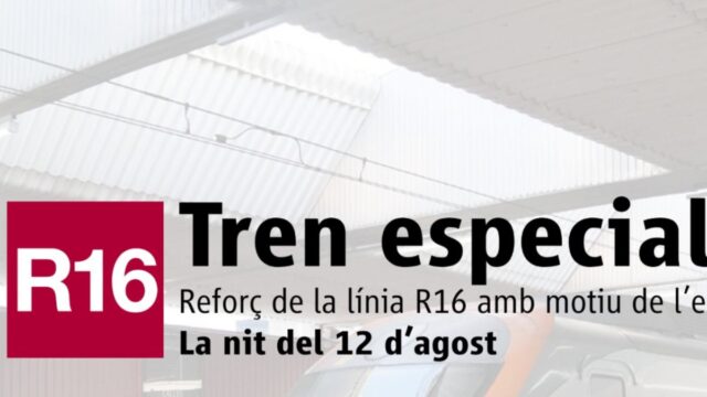 Imatge del servei especial de Rodalies a la R16 (Rodalies Catalunya)